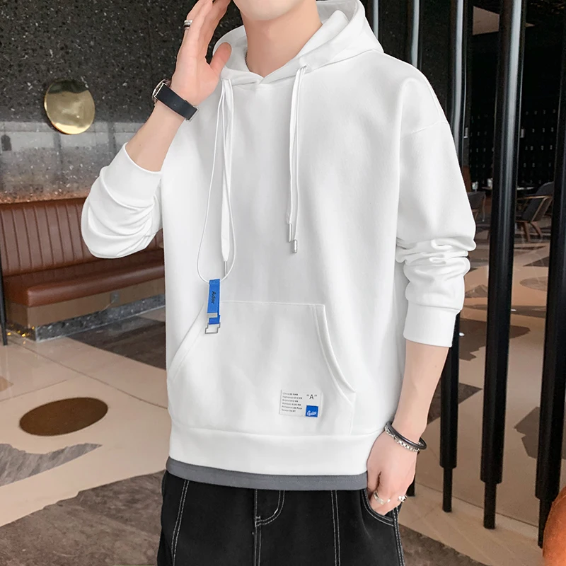 

High Quality Spring Men's Casual Solid Cotton Hooded Sweatshirts Autumn Youth Hip Hop Hoodies Streetwear Pullover Tops Clothing