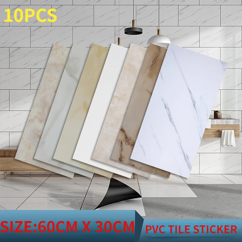 PVC Waterproof Floor Sticker Vinyl Self-adhesive Marble Wall Sticker Bathroom Living Room Decorative Wall KitchenWallpaper rainbow laser thank you commercial decorative envelope seal sticker round self adhesive label h 26 25