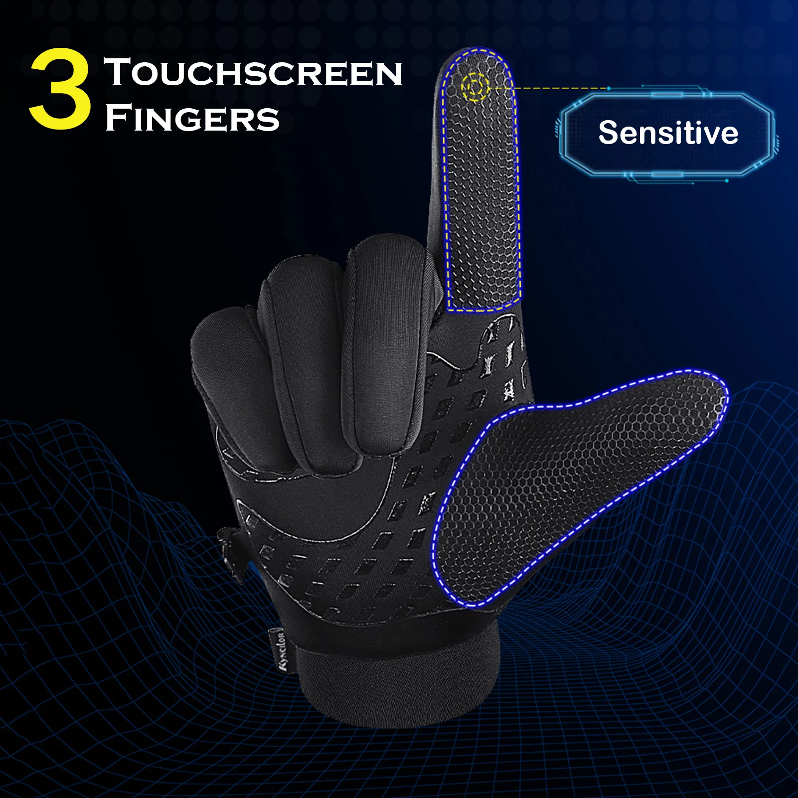 Men Winter Waterproof Gloves Touchscreen Anti-Slip Fleece Thermal for Outdoor Skiing Ice Fishing Cycling