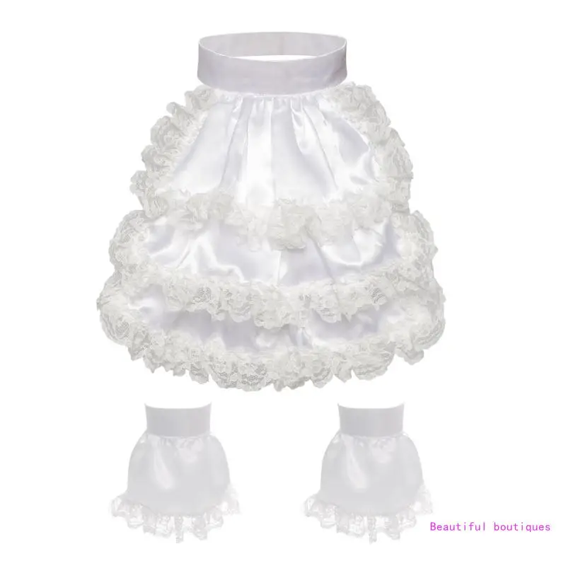 

Renaissances Victorians Colonial Jabot Ruffled Lace Trim Detachable False Collar and Cuffs Set Halloween Parties DropShip