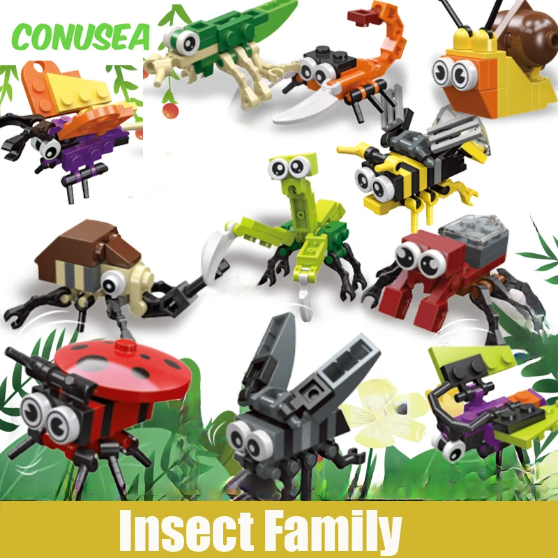 

Insect Building Blocks Brick Toy Mini Butterfly Honeybee Dragonfly Spider Scorpion Ladybug Snail Bricks Toys Gift for Boys Girls