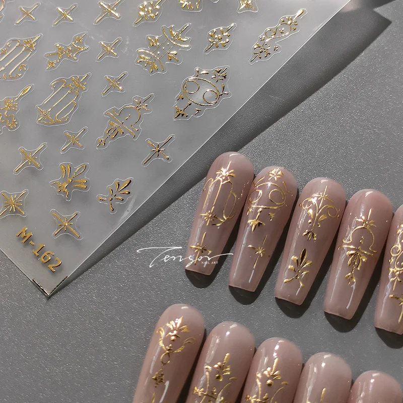 

[Meow.Sensei] Light Luxury Frosted Nail Stickers Paper Ins Nail Stickers Bronzing Series M-162