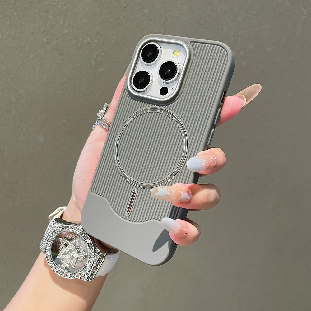 Luxury Vertical Striped Magnetic Phone Case - Color Stripe Protective Cover