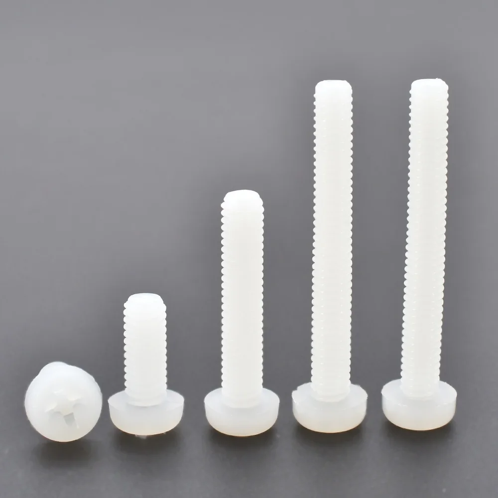 Nylon Screw M2 M2.5 M3 M4 M5 M6 M8 Phillips Pan Head Screws Cross Round Head Insulated Bolts L = 4~20mm nylon screws