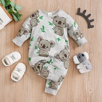 Spring And Autumn Boys And Girls' Cute Cartoon Kaola Full Print Cotton Comfortable Long Sleeve Baby Bodysuit 3