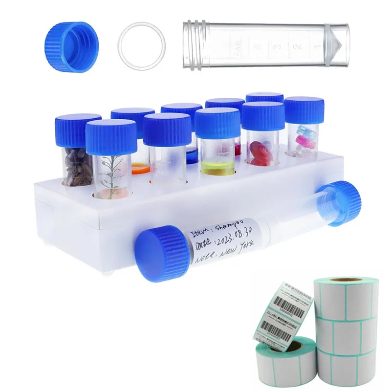 50pcs 1-10ml Mini Flat Bottom Plastic Graduated Freezing Bottle Plastic Tube Nut Cosmetic Travel Lotion Storage Container Plastic Test Tubes Mini Perfume Bottles