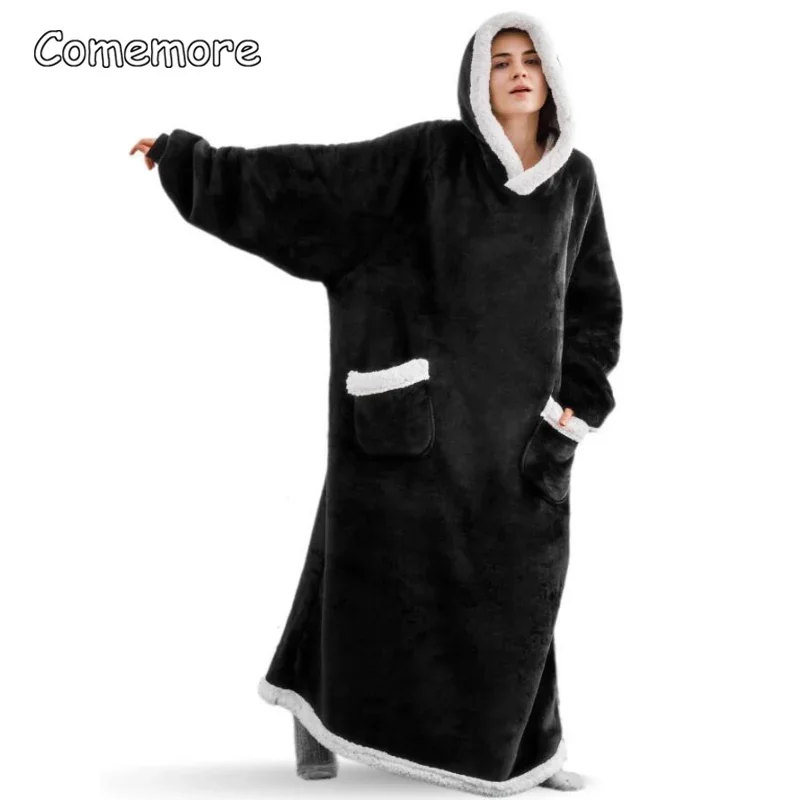 Kato Tirrinia Coperta con Cappuccio Regalo, Felpa Oversize Sherpa, Felpa Coperta Gigante con Ampia Tasca Frontale, Coperta con Maniche, Maglione