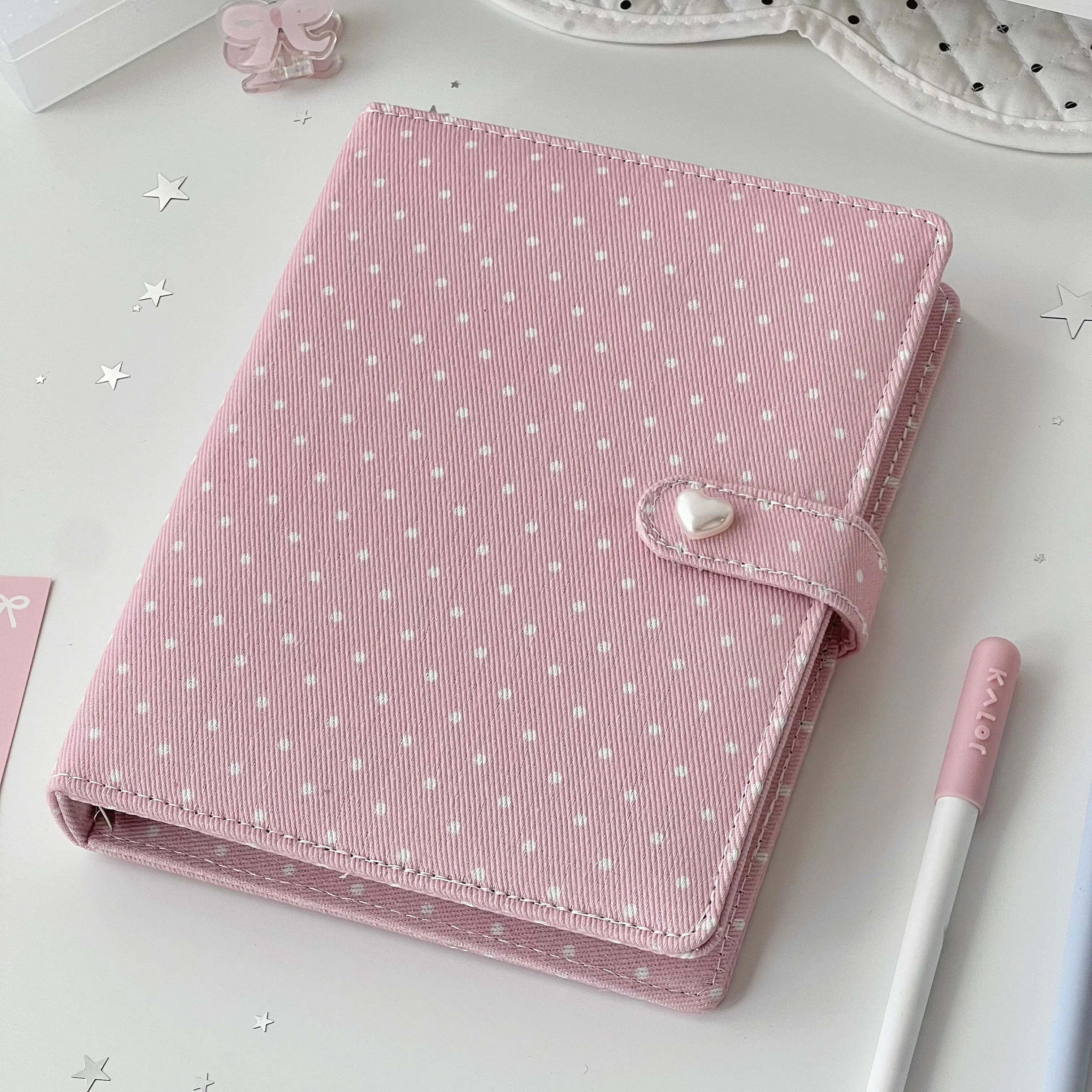Raccoglitore A5 in tessuto a pois con 4 tasche per fotocard, per carte Polaroid piccole da 3 pollici, album per la collezione di idol Kpop, stile INS