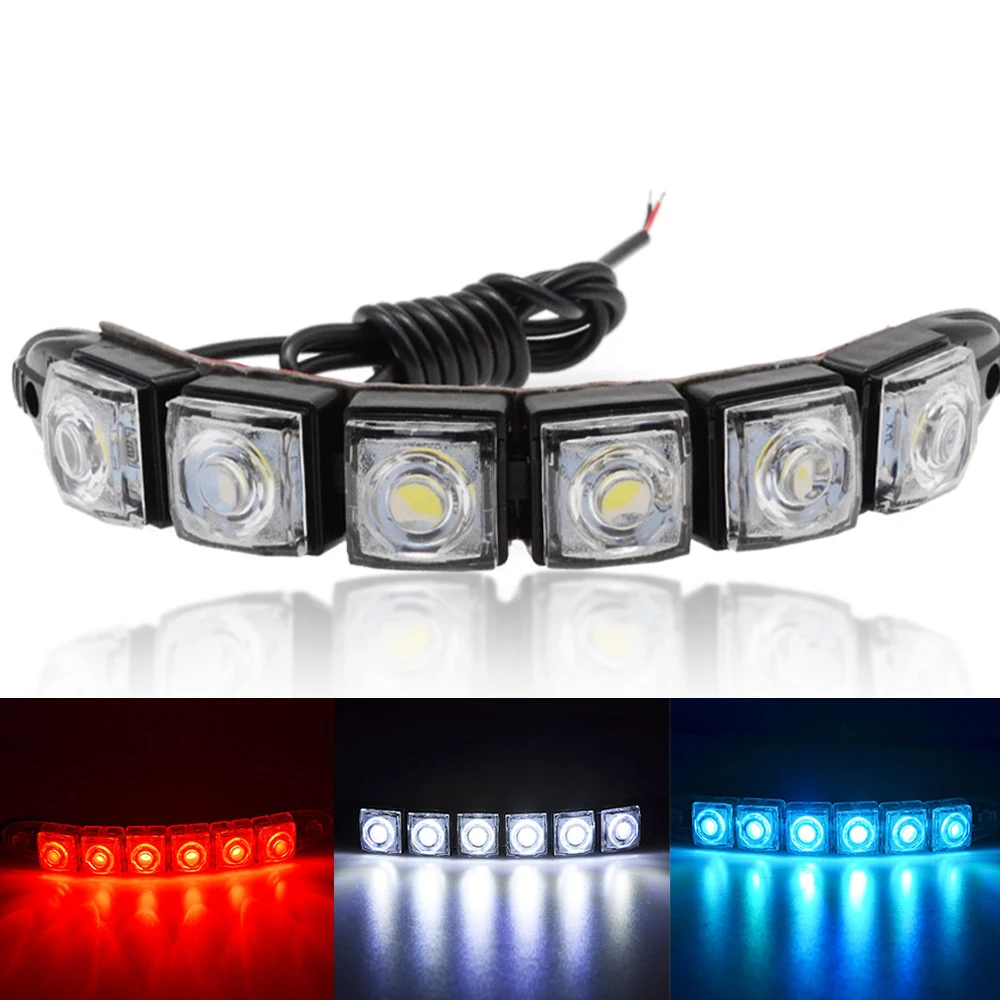 Feux De Jour LED étanches IP67 - Bande Clignotante Blanche/ambre Pour Voiture - 12 LED, 12W
