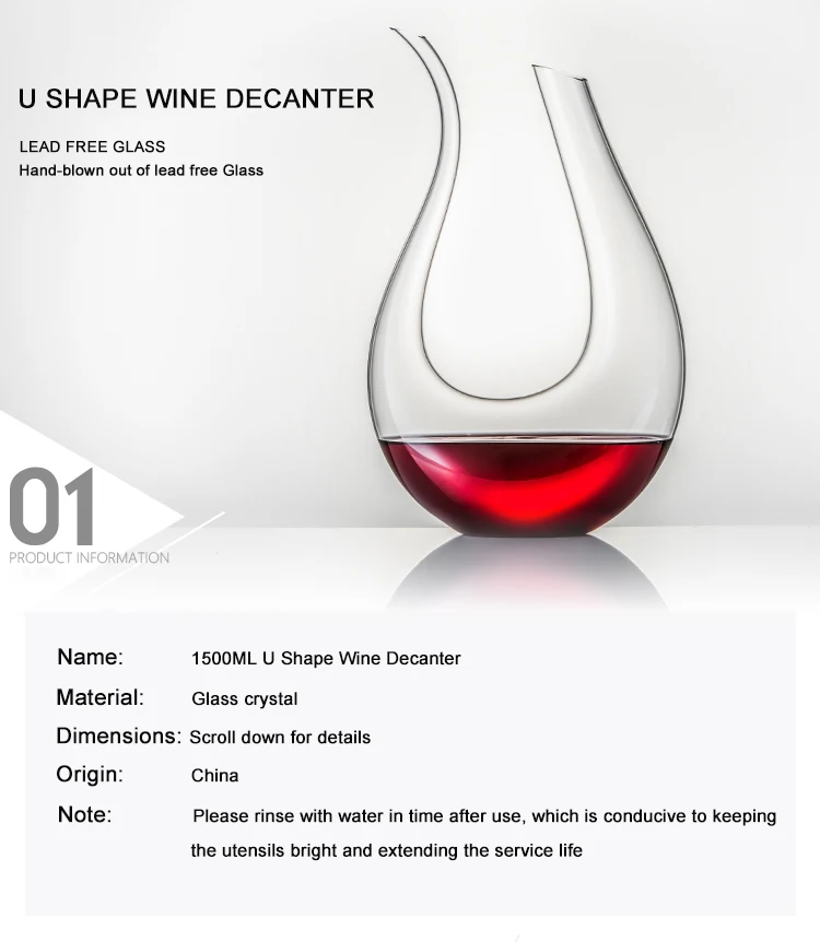Description Picture 2 of itemSwan Decanter Wine Carafe Wine Aerator U Shape Design Lead-free Crystal Glass Wine Decanters and Carafes 1500ML Wine Accessories