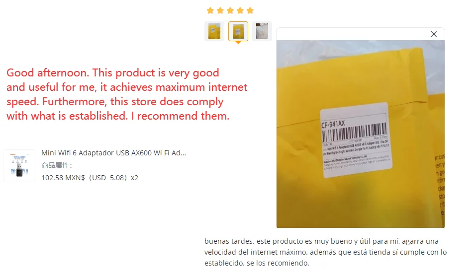 COMFAST X600 WLAN 6 USB-Adapter WiFi 802.11ax Treiberfrei 5GHz/2,4GHz Kabelloser Dongle Netzwerkkarte für PC Laptop Win 10/11 – Detail 2