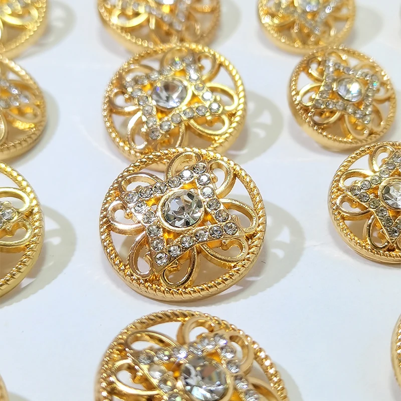 10 Pièces De Boutons Ronds En Métal Avec Strass Pour Couture