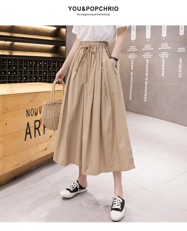 Women's Pants New 2022 Spring Summer New Loose Women Wide Leg Pants Elastic Waist Bandage Skirt Pants Female Pant RV554 white capri pants