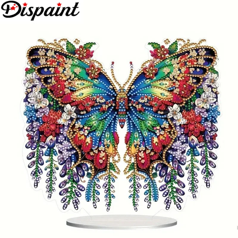 

Dispaint 5D DIY Diamond Painting Special Shape Drill Desk Ornament Butterfly Flower Embroidery Rhinestone Home Tabletop Decor Gi