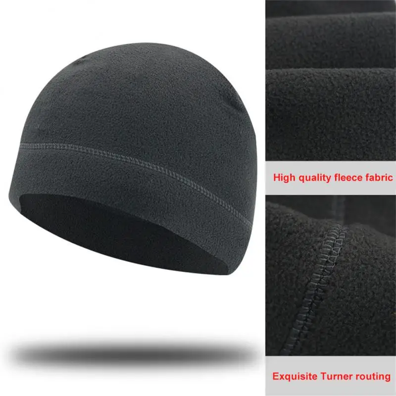 Men Polar Fleece Cap Winter Warm Outdoor Sports Running Skiing Cycling Cap Hat Windproof Soft Beanie Cap Women Ski Bike Hat Cap 2