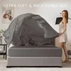 100% Mulberry Silk Bed Sheet Sets Luxuriously Smooth Bedding Set Silky Fitted Sheet Flat Sheets Pillowcase Washable High End 6
