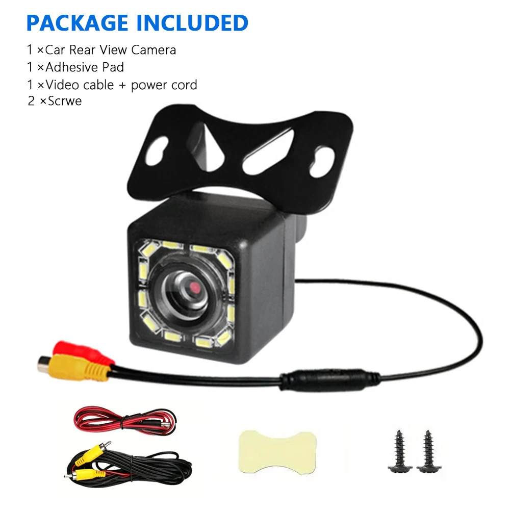 Wide Angle HD Car Rearview Camera Rear View Video Vehicle Camera Backup Reverse Camera 12 LED Night Vision Parking Camera