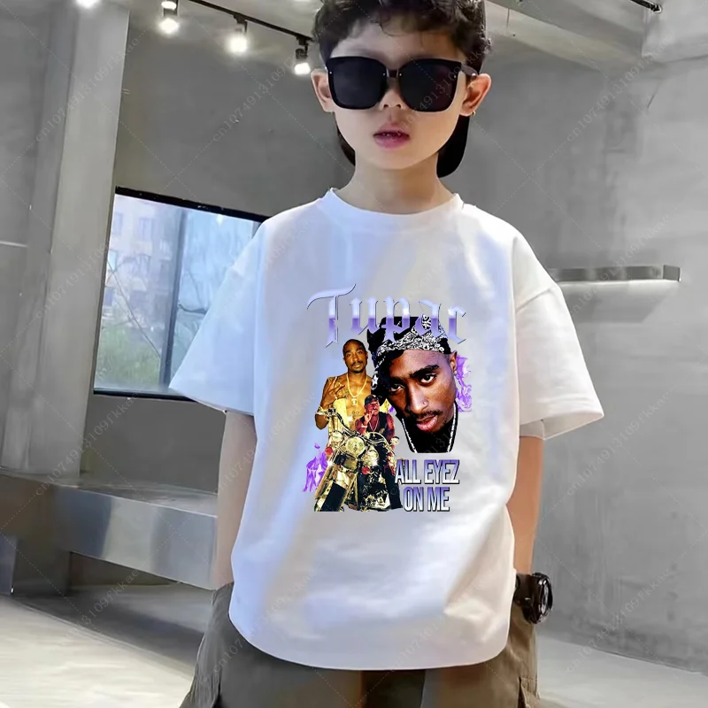 Tupac 2pac Rapper Thug Life Hip Hop Fashion Kids T-shirt Baby Boys Girls Clothes Summer Children Cotton Short Sleeve T Shirt Top 4