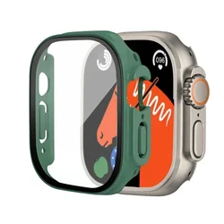 Premium Tempered Glass Screen Protector with PC Bumper Case for 49mm Ultra 3 2 1 (Amry green 18)