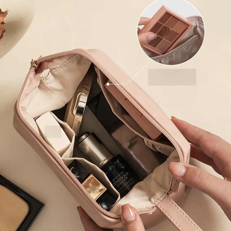 Elegant PU Leather Makeup Pouch, Portable Minimalist Toiletry Bag for Everyday & Travel 6