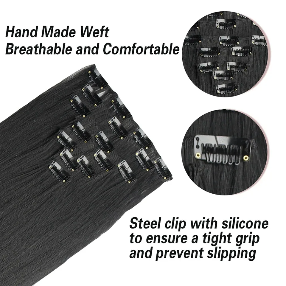 Synthetic Blonde Black Hair Extensions Straight Hairstyle