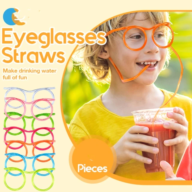 8 Pieces Silly Straw Glasses Eyeglasses Straws Eyeglasses Crazy Fun Loop  Straws Novelty Drinking Eyeglasses Straw for Annual Meeting, Fun Parties