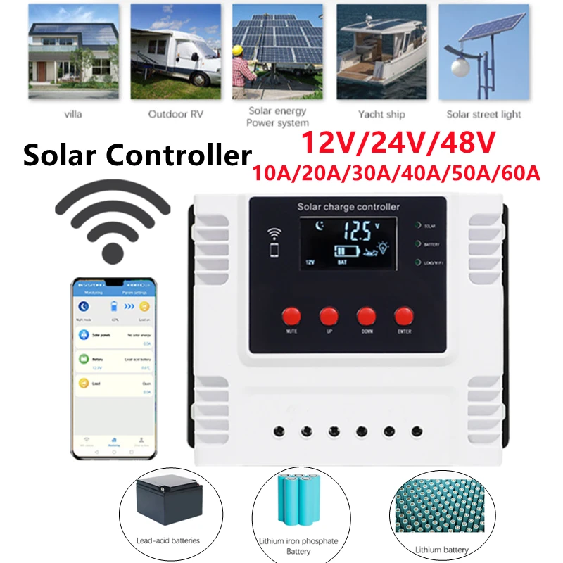 Pwm Pv Solar Controller 10a60a Photovoltaic System Street Light Led Display Usb Interface
