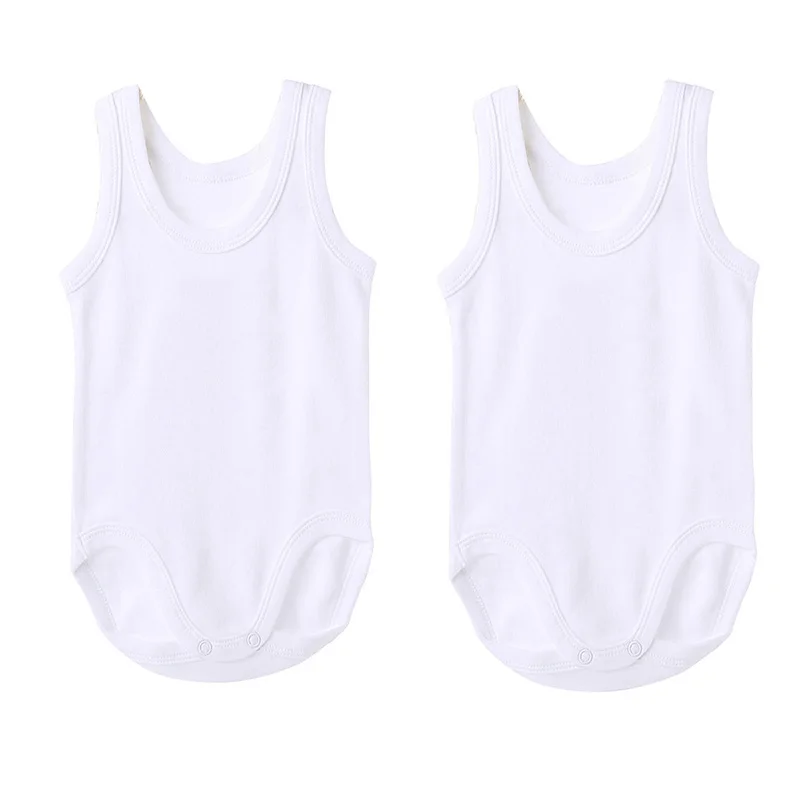 2/3/5pcs Newborn Baby Bodysuit  Unisex Baby Boy Girl Summer Clothes Sleeveless Jumpsuit Outfit Bebes Cotton White Vest Overall 4