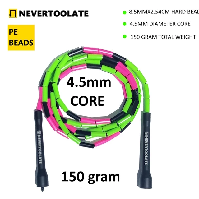 NEVERTOOLATE RA HANDLE  STRAIGHT HARD PE BEAD BEADED JUMP SKIPPING ROPE COLORFUL SKILL FREESTYLE FITNESS CROSSFIT 6