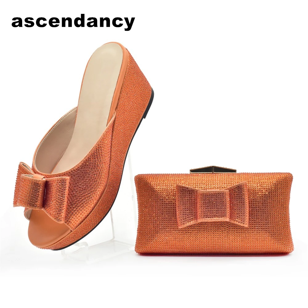 

New Fashion African Special Materials High Heels 8 CM Shoe and Matching Bag Set Nigerian Women Shoes and Bag To Match for Party