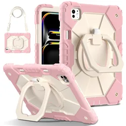 Shockproof Rotating Stand Tablet Case with Enhanced Protection - iPad Pro13 2024 2025 (Rose Gold)