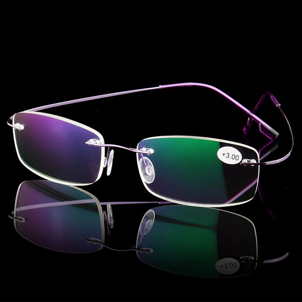 

TR90 Reading Glasses Men Women Rimless Ultra-Light Memory Titanium Rimless Presbyopic Eyeglasses +1.0 +1.5 +2.0 to +3.5 +4.0