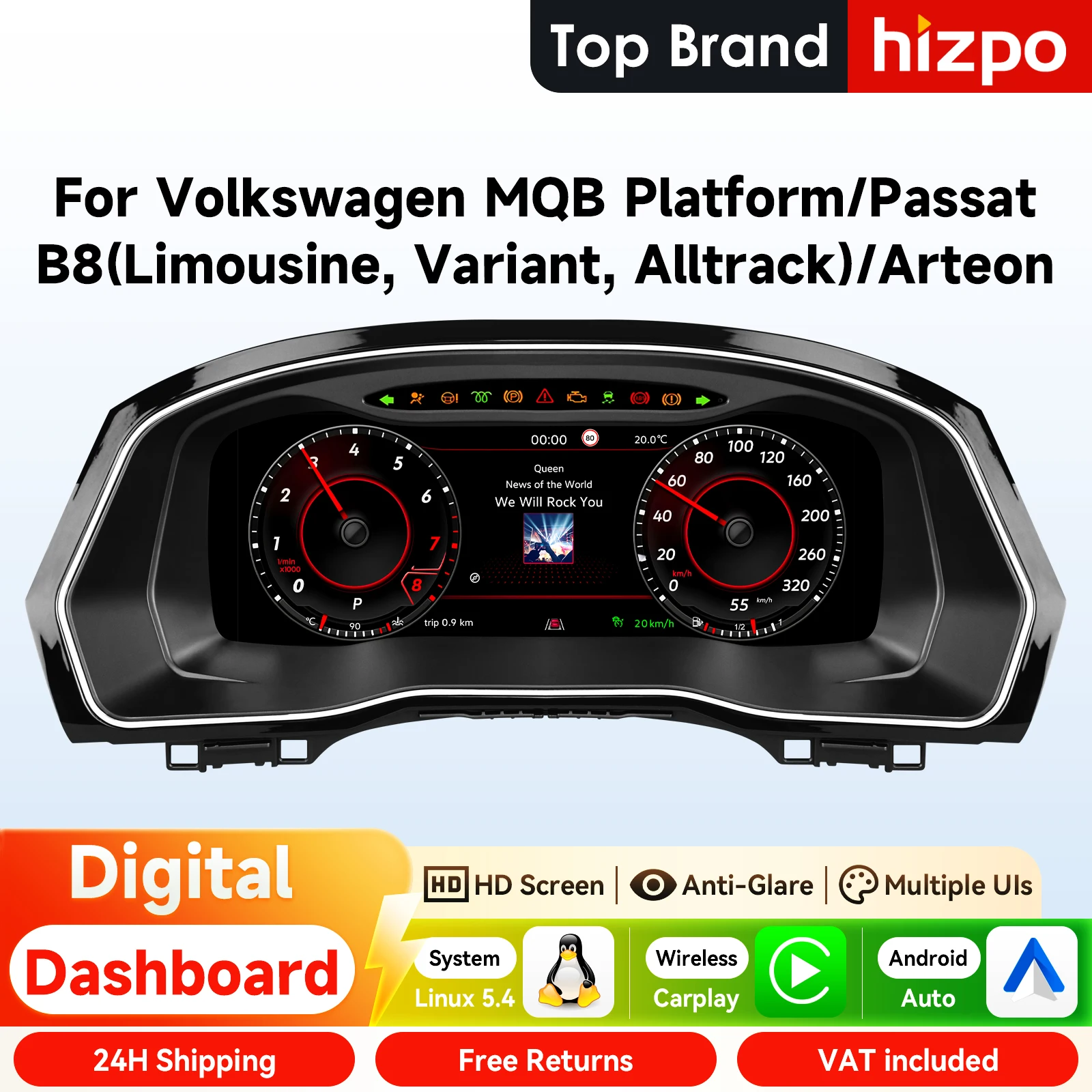 Panel de Instrumentos Digital Hizpo, Cabina Virtual, Compatible con Volkswagen MQB Passat B8 Variant Arteon 2015-2023, Pantalla LCD 1
