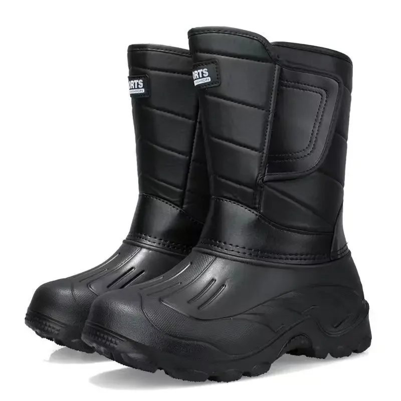 Bottes d'hiver à plateforme pour hommes, bottes de neige chaudes et épaisses en peluche, imperméables, pour la pêche en plein air, le travail, grande taille 40-46