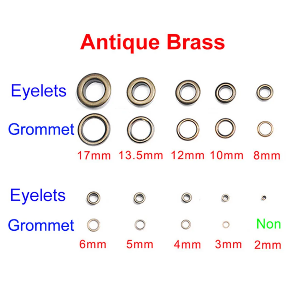 2~17mm Metal Eyelets Grommets Punch Installer Tool Kit Shoes Cap Bag Tags Clothes Belt Curtains DIY Craft Accessories Bronze Eyelet Punch Tool Set