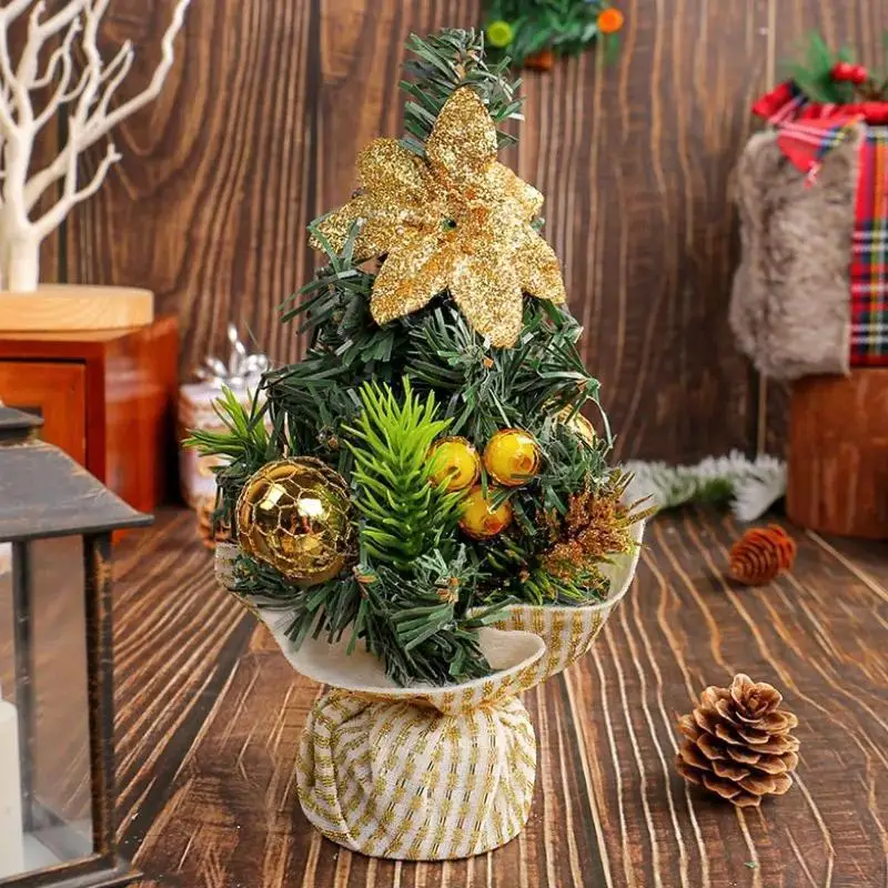 20cm Mini Christmas Tree Desktop Decoration Shopping Mall Window Decoration Christmas Tree Ornaments DIY Christmas Party Decor