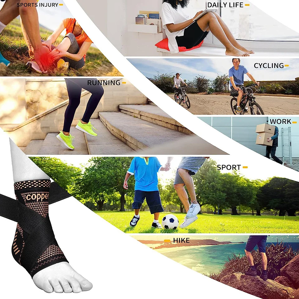 Adjustable Copper Compression Ankle Support Sleeve for Achilles Tendonitis, Plantar Fasciitis-Eases Swelling and Sprained Ankle fitness ankle straps,ankle straps,ankle support,ankle support brace