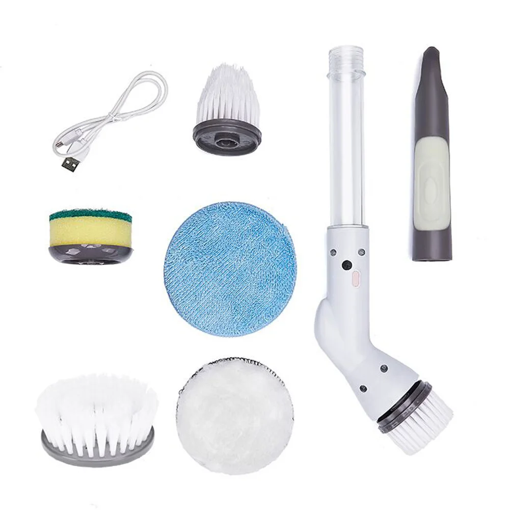Electric Spin Scrubber Bathroom Scrubber Waterproof Shower Scrubber with 5 Replaceable Brush Heads for Bathroom Kitchen Cleaning
