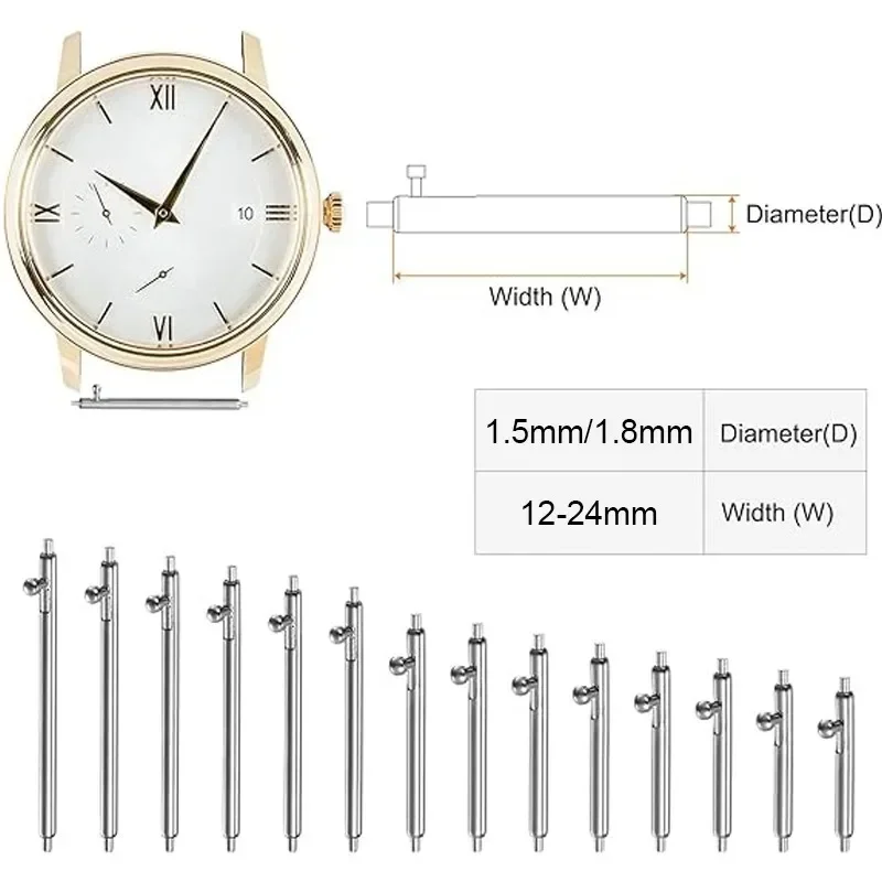 20-Pack Stainless Steel Quick Release Spring Bars - Precision Strap Pins