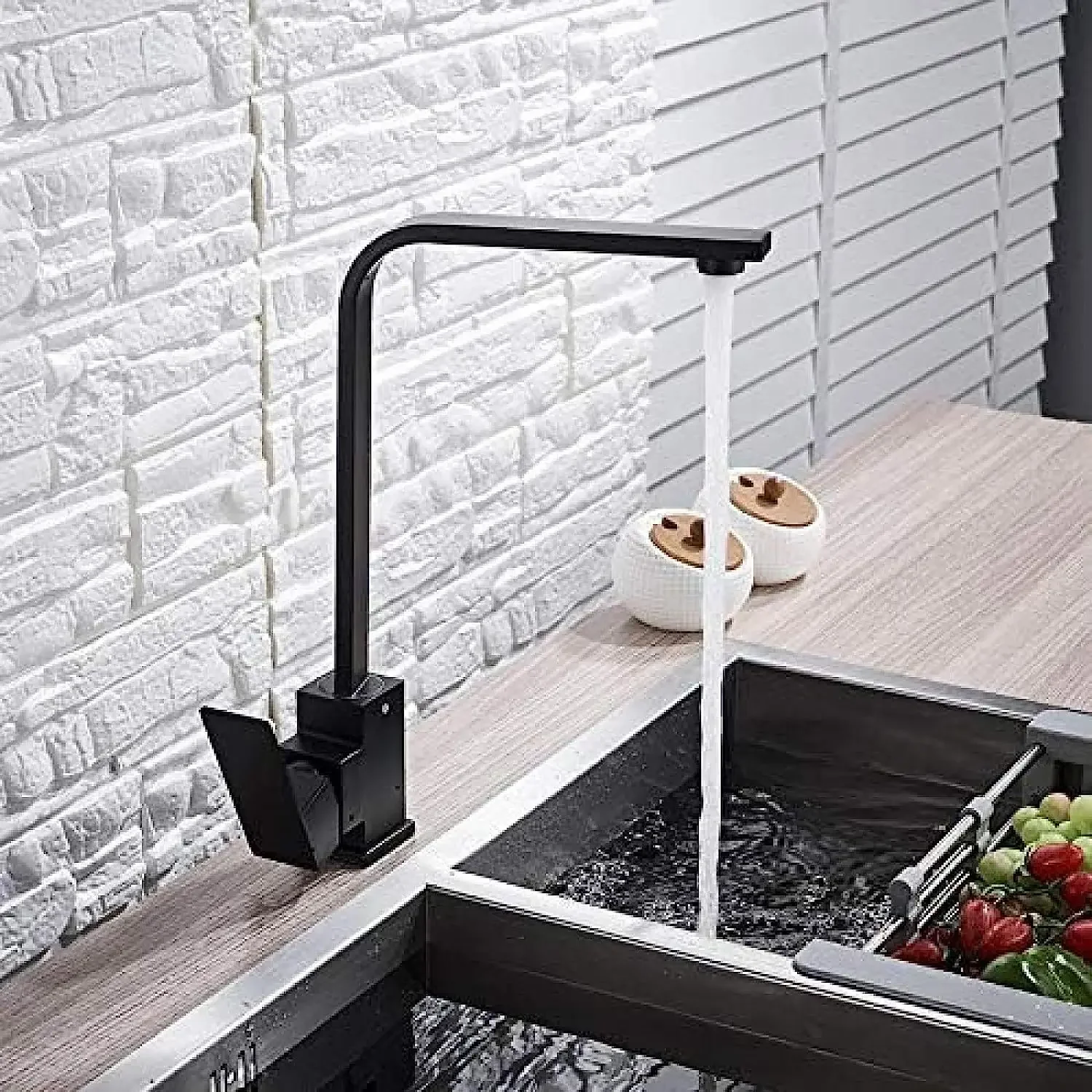 

Matte Black/Brushed Nickle Kitchen Faucet 360 Rotate Cold Hot Water Sink Mixer Silver Kitchen Tap Groove Cooling and Heat Tap