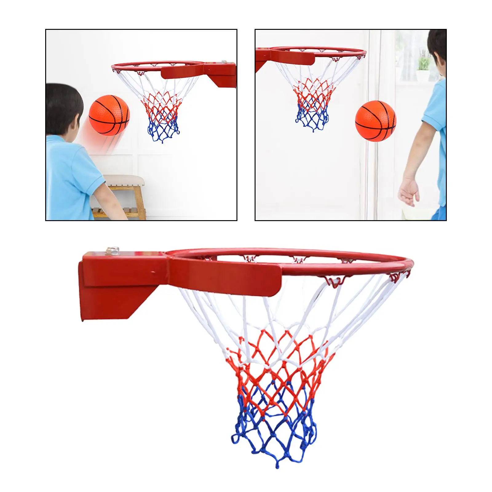 Basketball Hoop and Net Set for Adults Steel Frame 45cm Toys Durable Professional Basketball Rim Indoor Outdoor Game for Pool