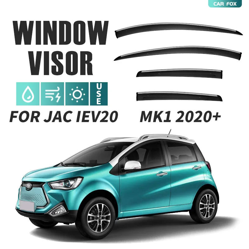 

For JAC IEV20 2020-2023 Plastic Window Visor Vent Shades Sun Rain Deflector Guard 4PCS/SE For JAC IEV20 2020-2023