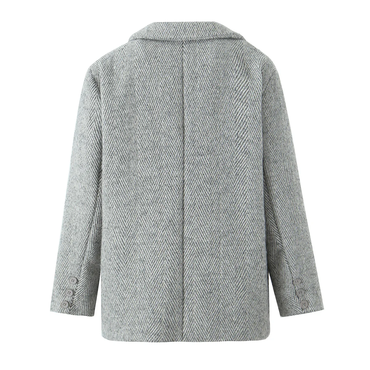 2 Pieces 1 Set CHILL Notched Tweed Weave Oversized Blazer High Waist Package Hips A-line Mini Skirt Suits Matching Gray