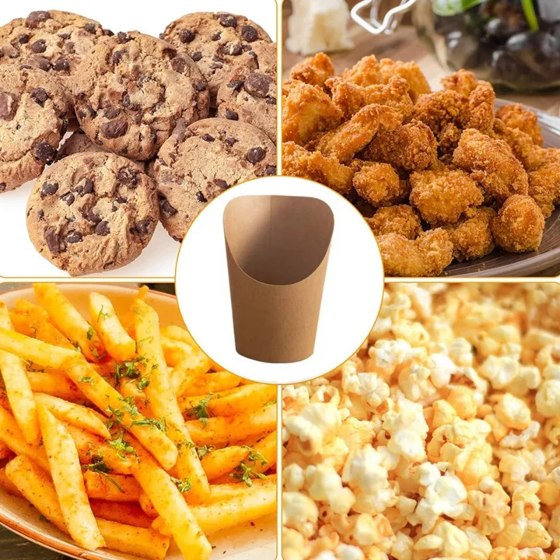 25/50PCS Kraft Paper French Fry Cups, Disposable Waffle and Charcuterie Snack Holders, ... - SKU PFFC1509 - UGI Packaging