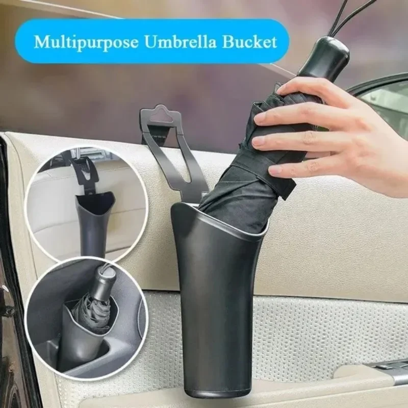 1PC Car Umbrella Storage Bin Car Interior Garbage Bin Hanging Type Rain And Sun Dual Purpose Female Inside The trash can