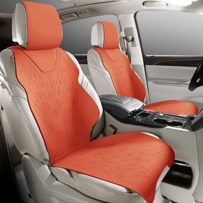 thumbnail image 1 of Cojín de asiento de gamuza de ajuste universal para automóvil, cojín de asiento con media cubierta para el 90 % de los vehículos sedán y todoterrenos, juego universal, solo funda para 2 asientos delan, 1 of 5