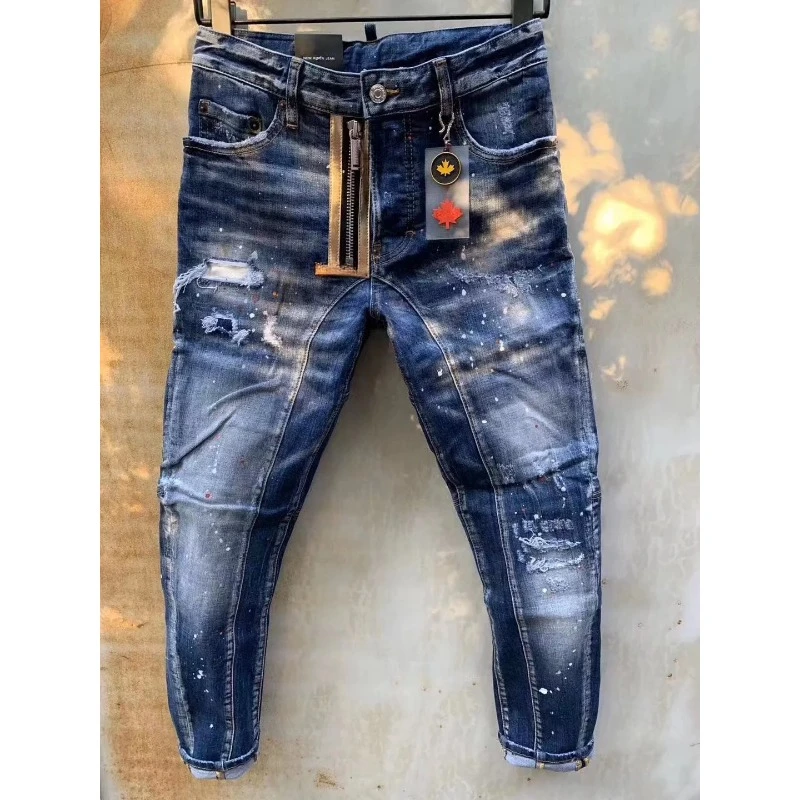 

Special Quality Dsq2 Italy Brand Zipper Mens Moto Biker Jeans Men Denim ICON Jeans Trousers Patchwork Pants for Mens Clothes