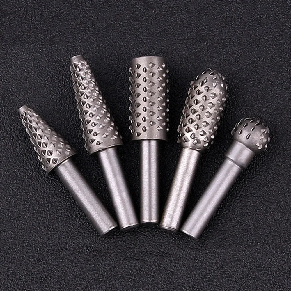 5x Steel Rotary Rasp File 1/4" Shank Rotary Craft Files Rasp Burrs Wood