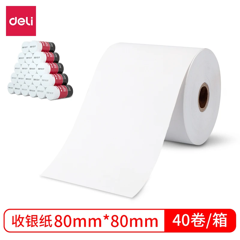 2 ROLL/LOT Deli 3204 Cash Register Paper Roll 80x57mmx28m Thermal Paper Heat Sensitive Thermal Cash