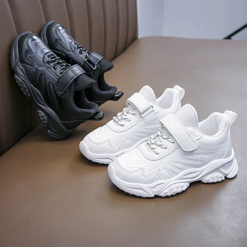 Children White Running Shoes Kids Fashion Sneakers PU Soft Breatheable Comfortable Boys Girls School Sports Shoes Size 26-37 3